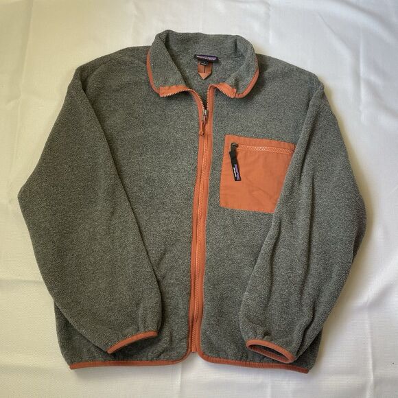 Patagonia Women’s Synchilla Full-Zip Fleece Jacket Gray w/ Orange Trim Size L - Picture 2 of 11